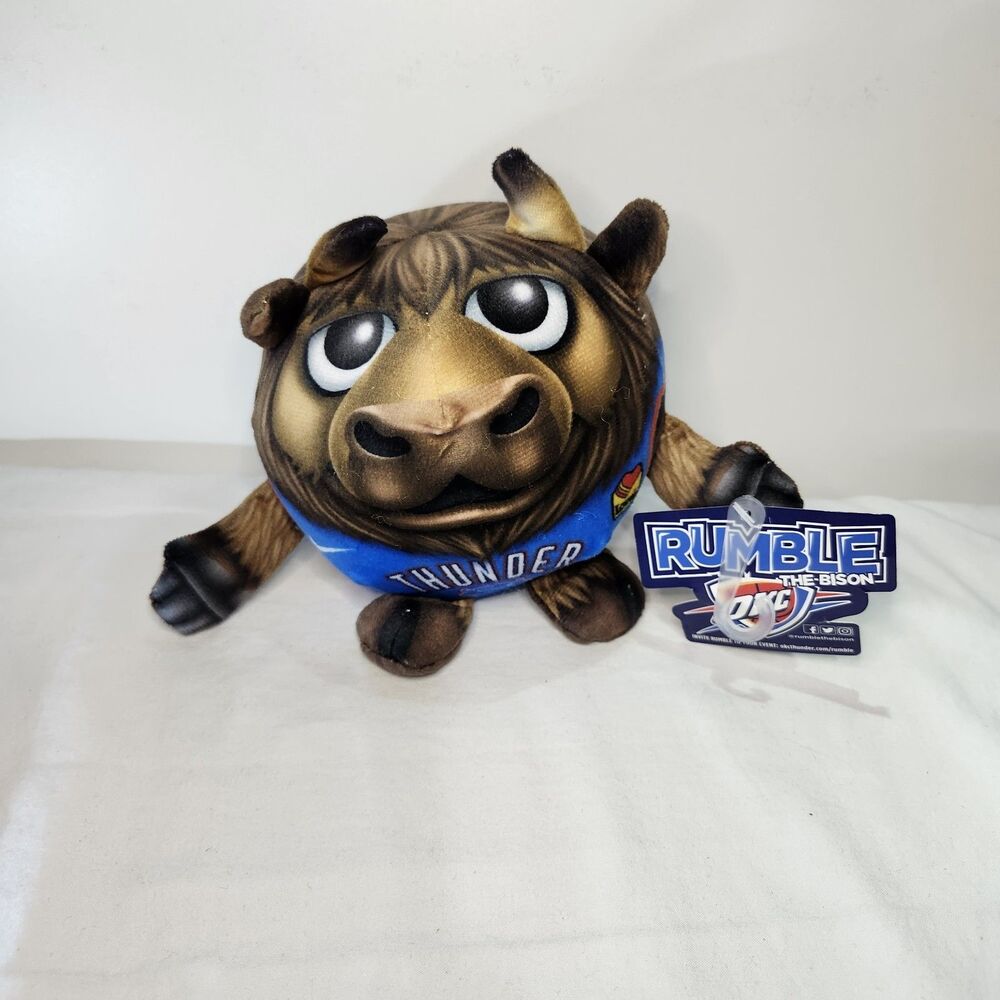 Rally Heads OKC Thunder Rumble The Bison Plush Collectible 5" NBA Mascot Toy